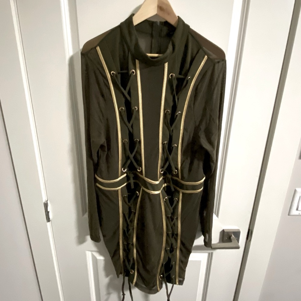 Fashion Nova Gold & Army Green Mini dress